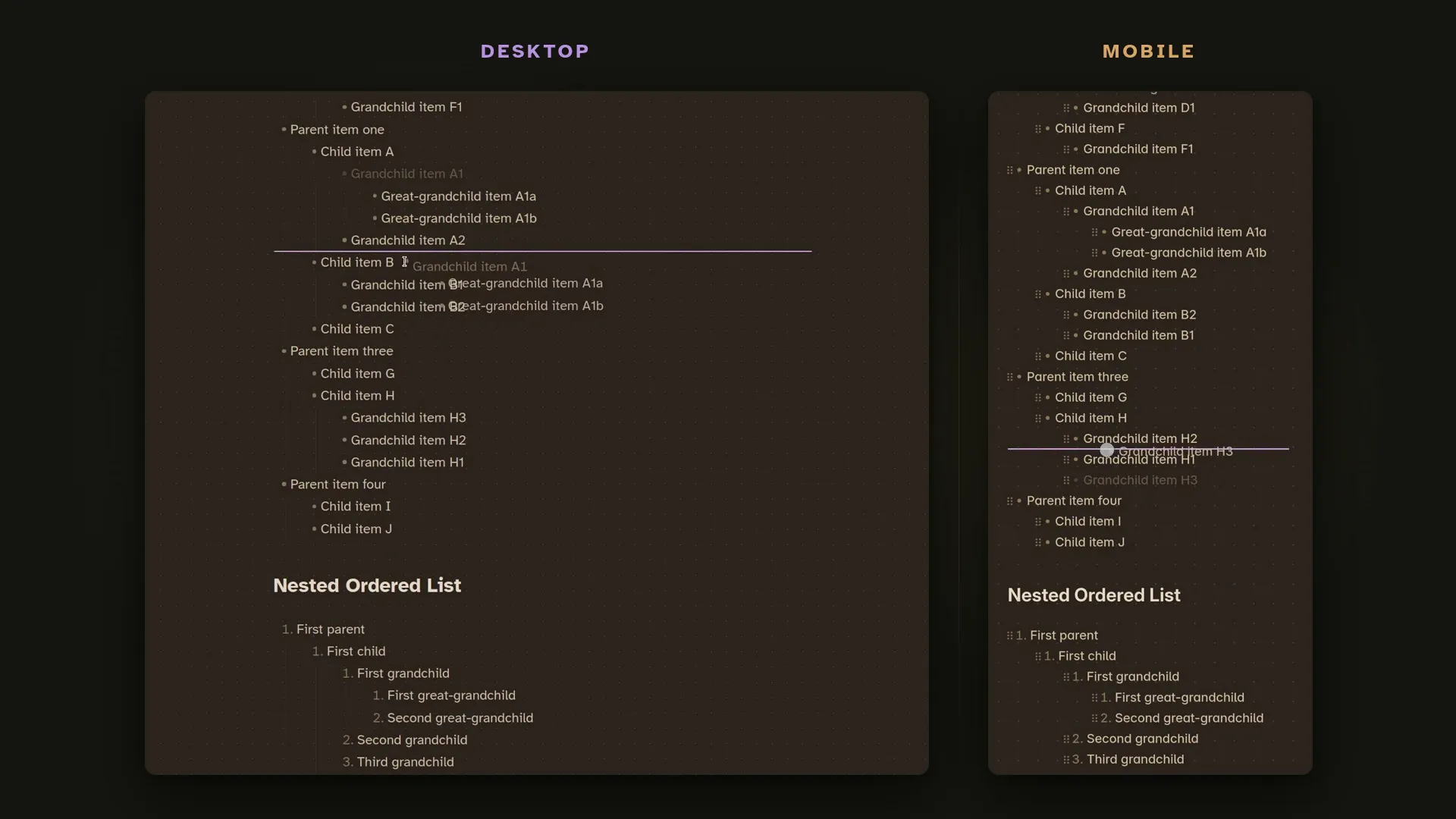 Draggable List Items screenshot