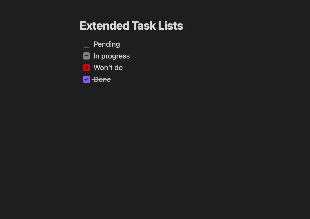 Extended Task Lists screenshot