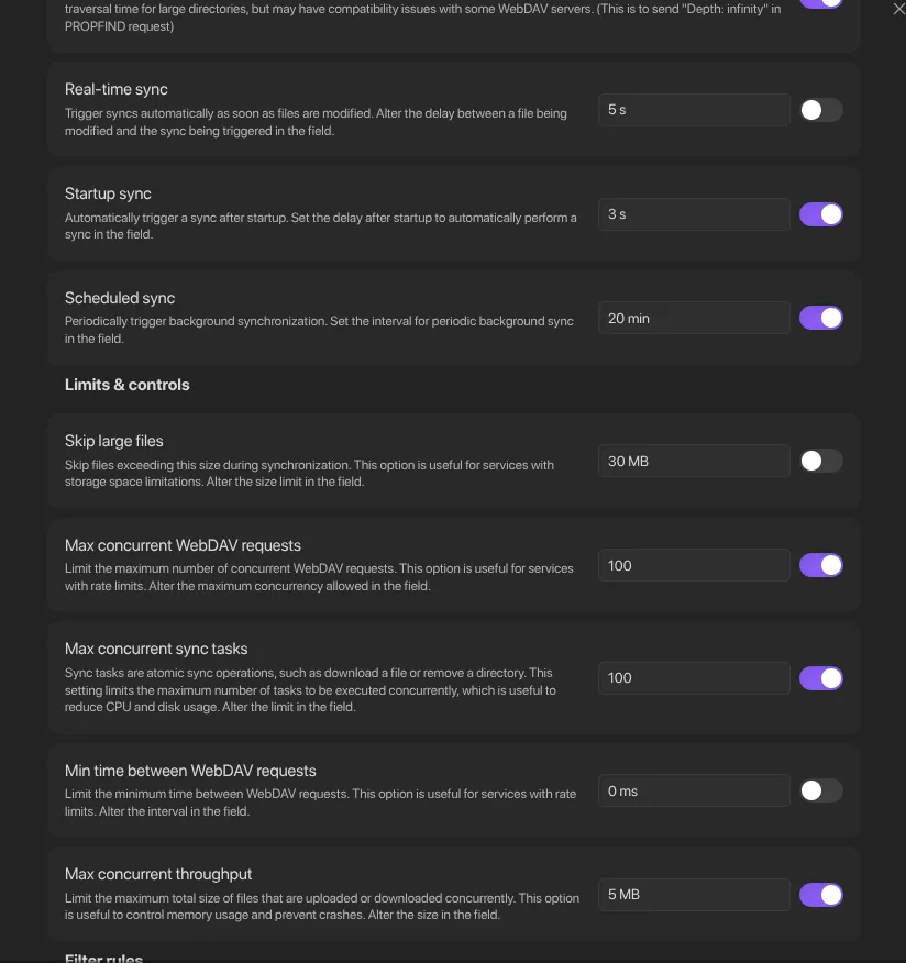 WebDAV Sync screenshot