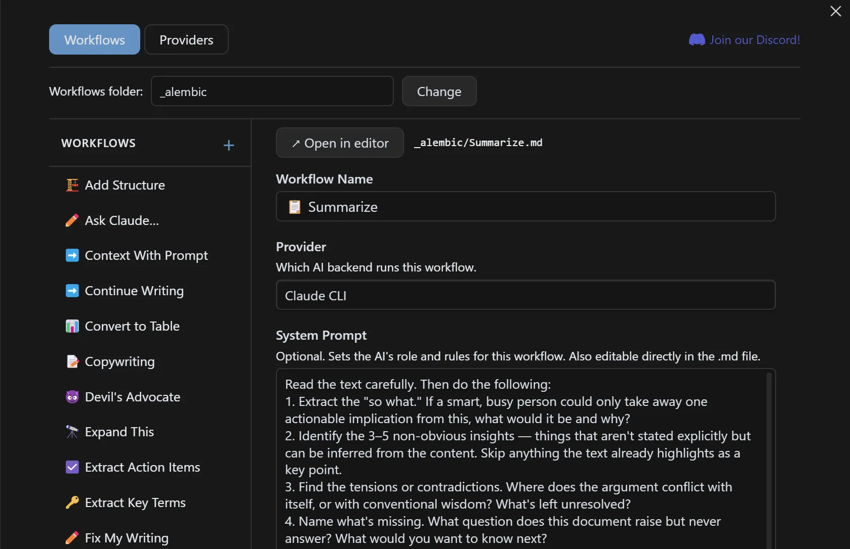 Writers Alembic screenshot
