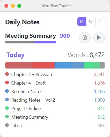 Wordflow Tracker screenshot