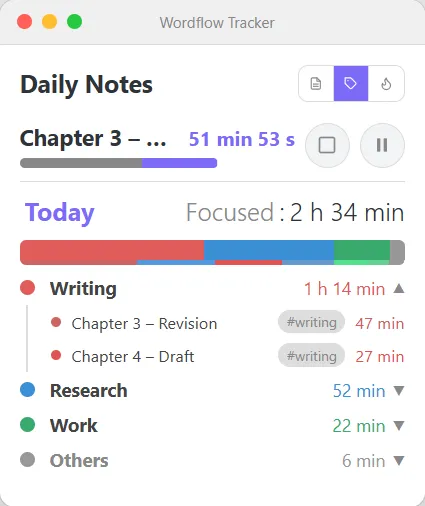 Wordflow Tracker screenshot