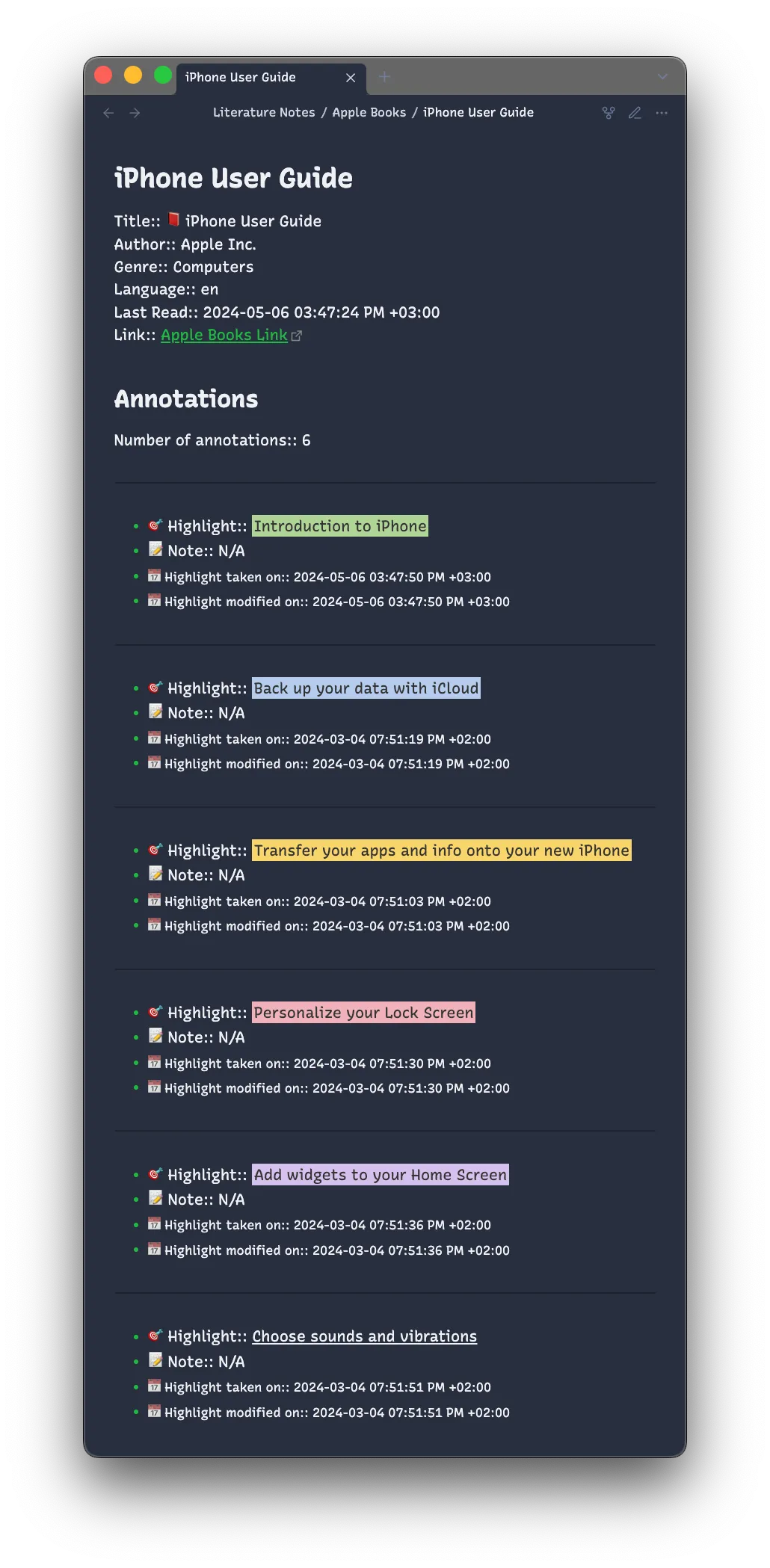 Apple Books - Import Highlights screenshot