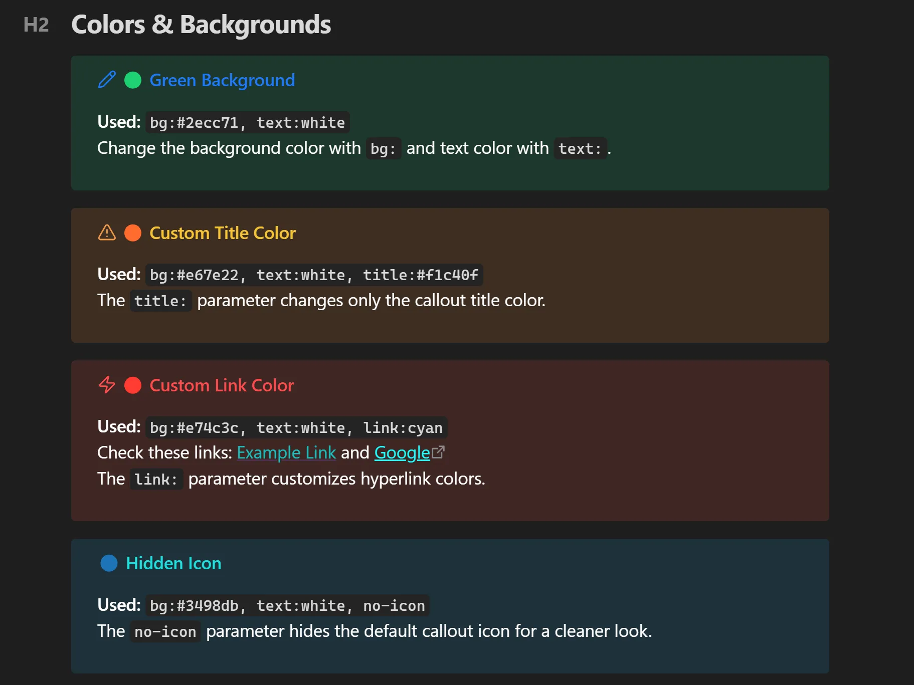 Special Callouts screenshot