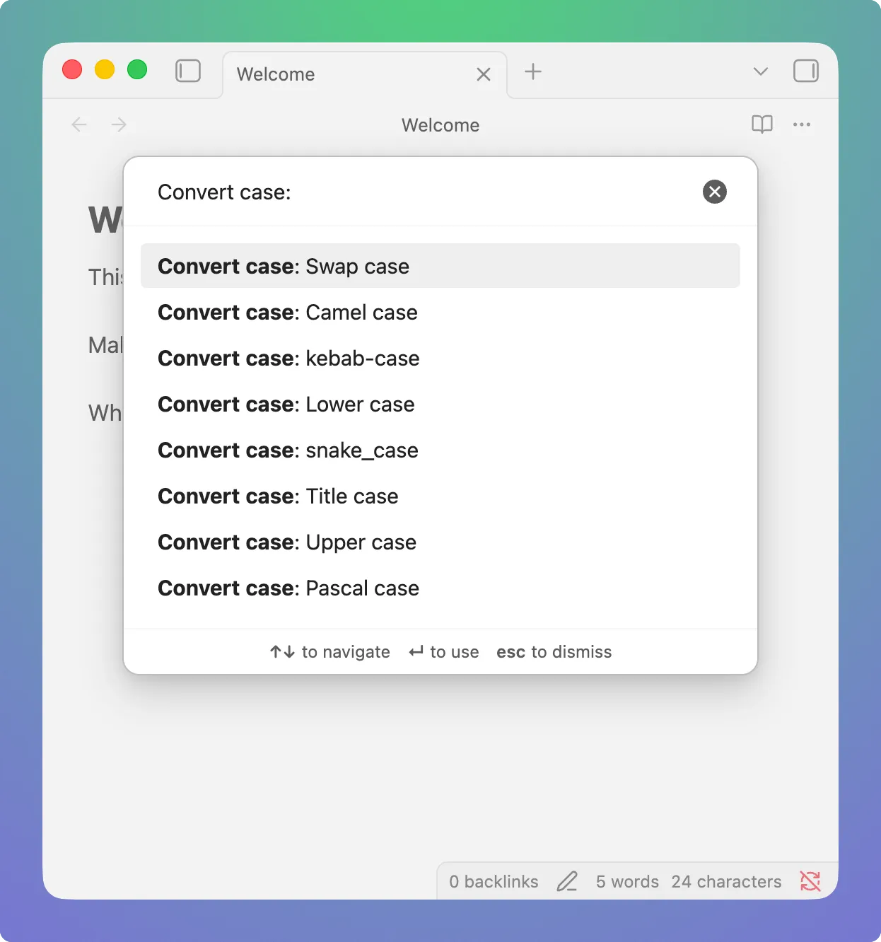 Convert case screenshot