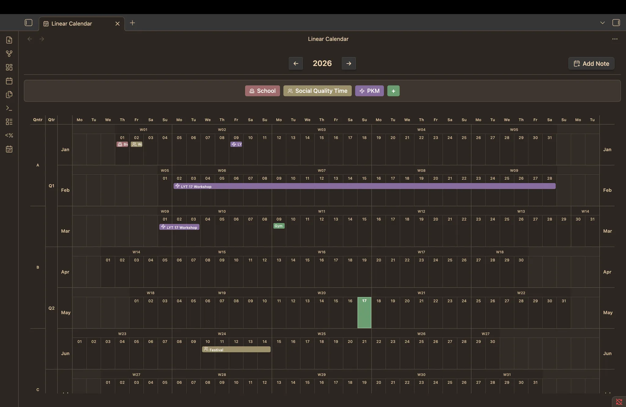 Linear Calendar screenshot