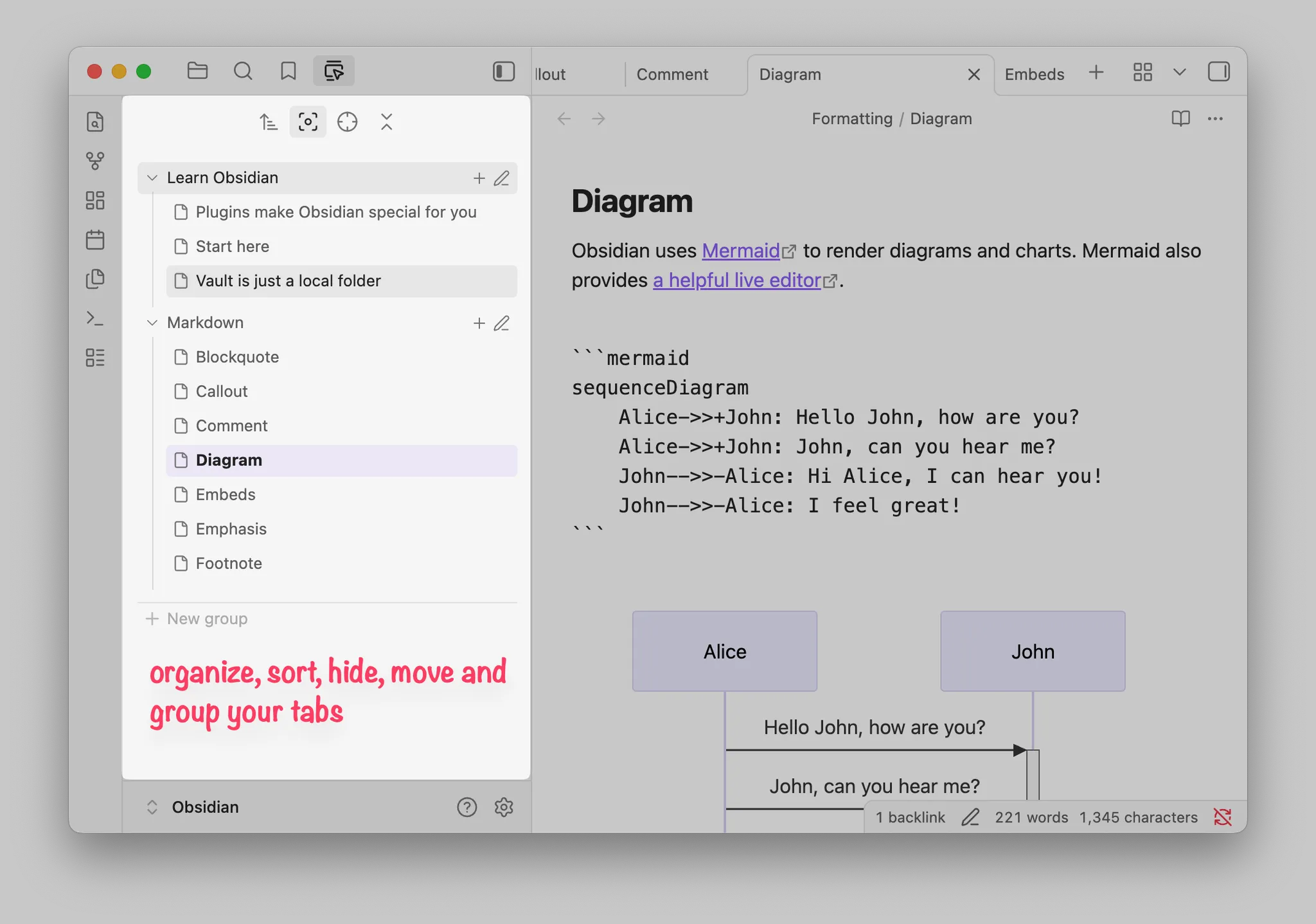 Vertical Tabs screenshot