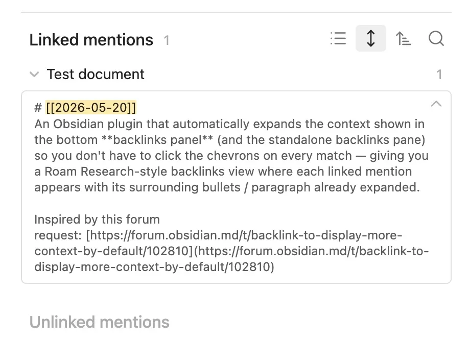 Auto-expand backlinks screenshot