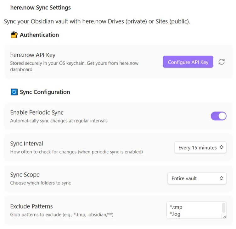 Here.Now Sync Plugin screenshot