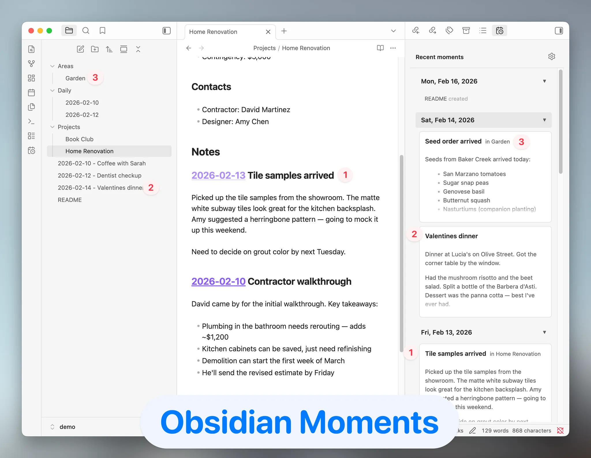 Moments screenshot