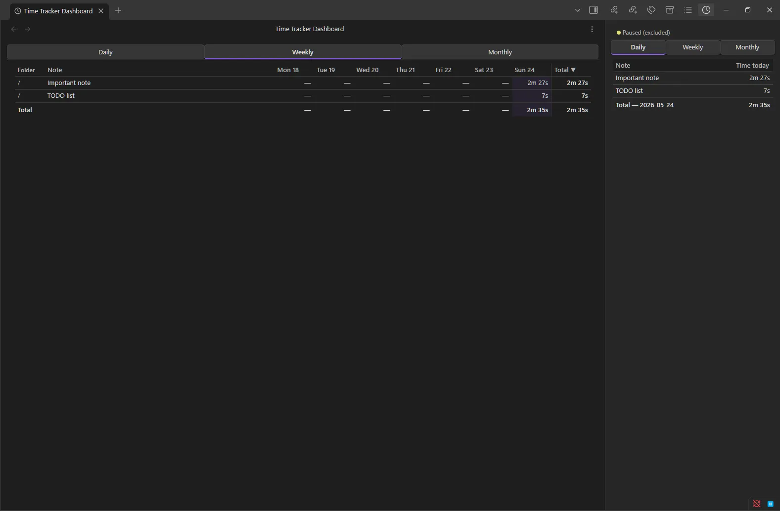 Vault Time Tracker screenshot