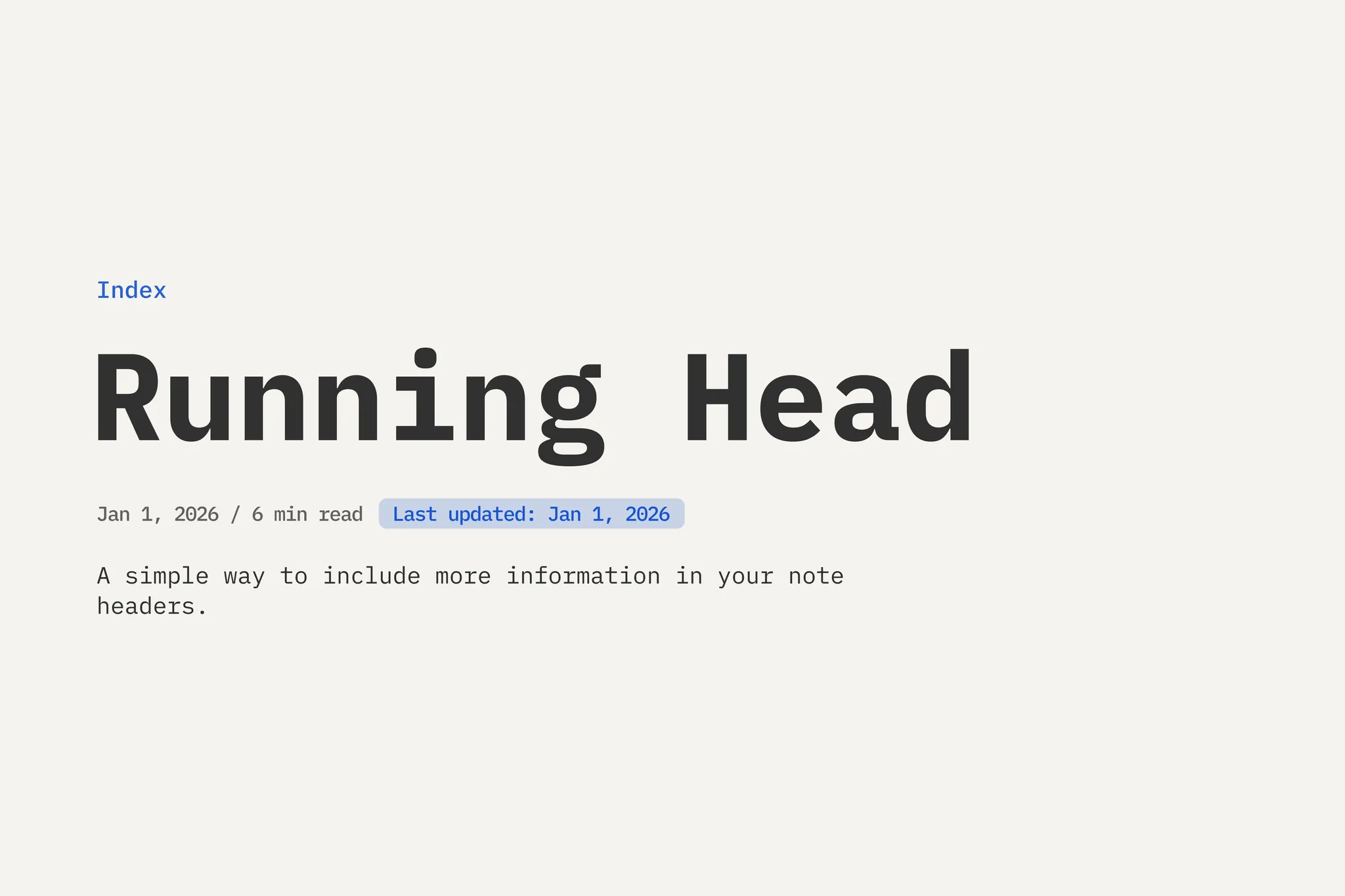 Running Head screenshot