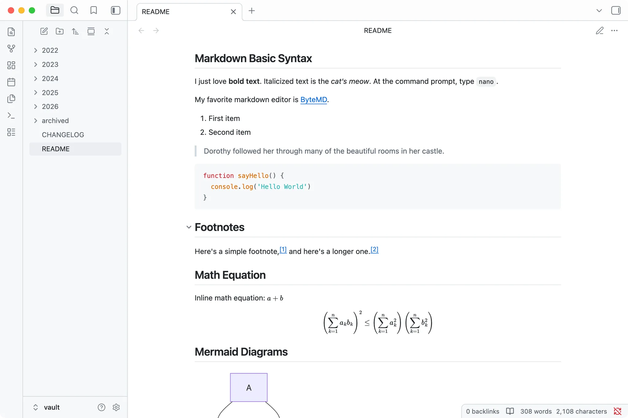 GitHub Flavored Markdown screenshot
