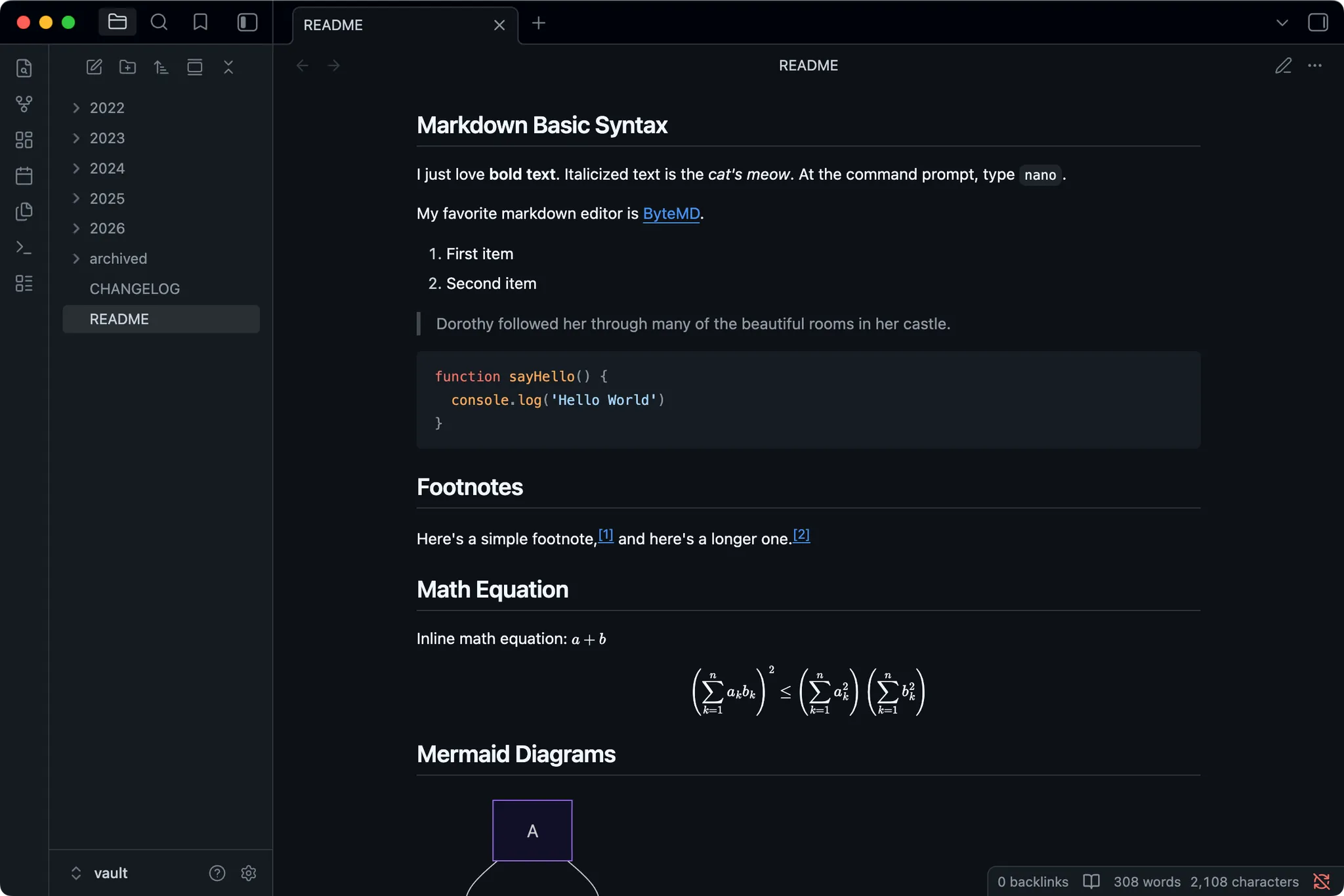 GitHub Flavored Markdown screenshot