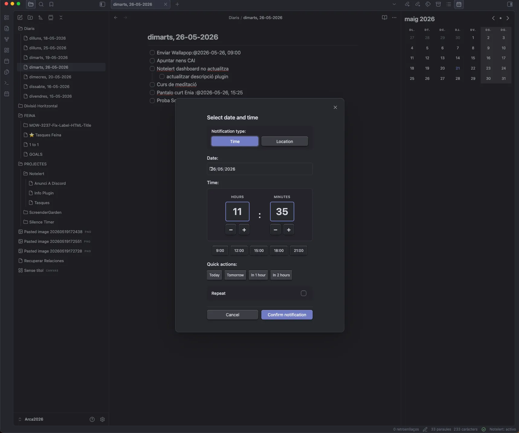 Notelert screenshot
