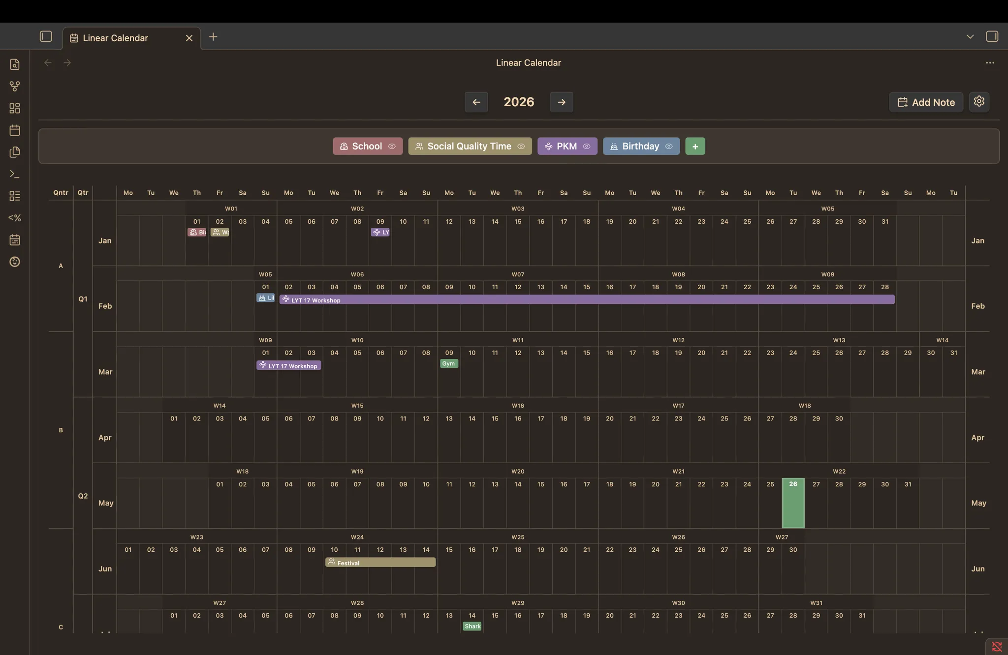 Linear Calendar screenshot