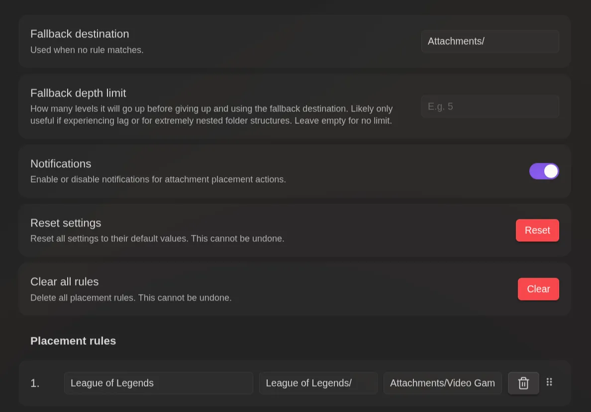 Attachment Placement screenshot