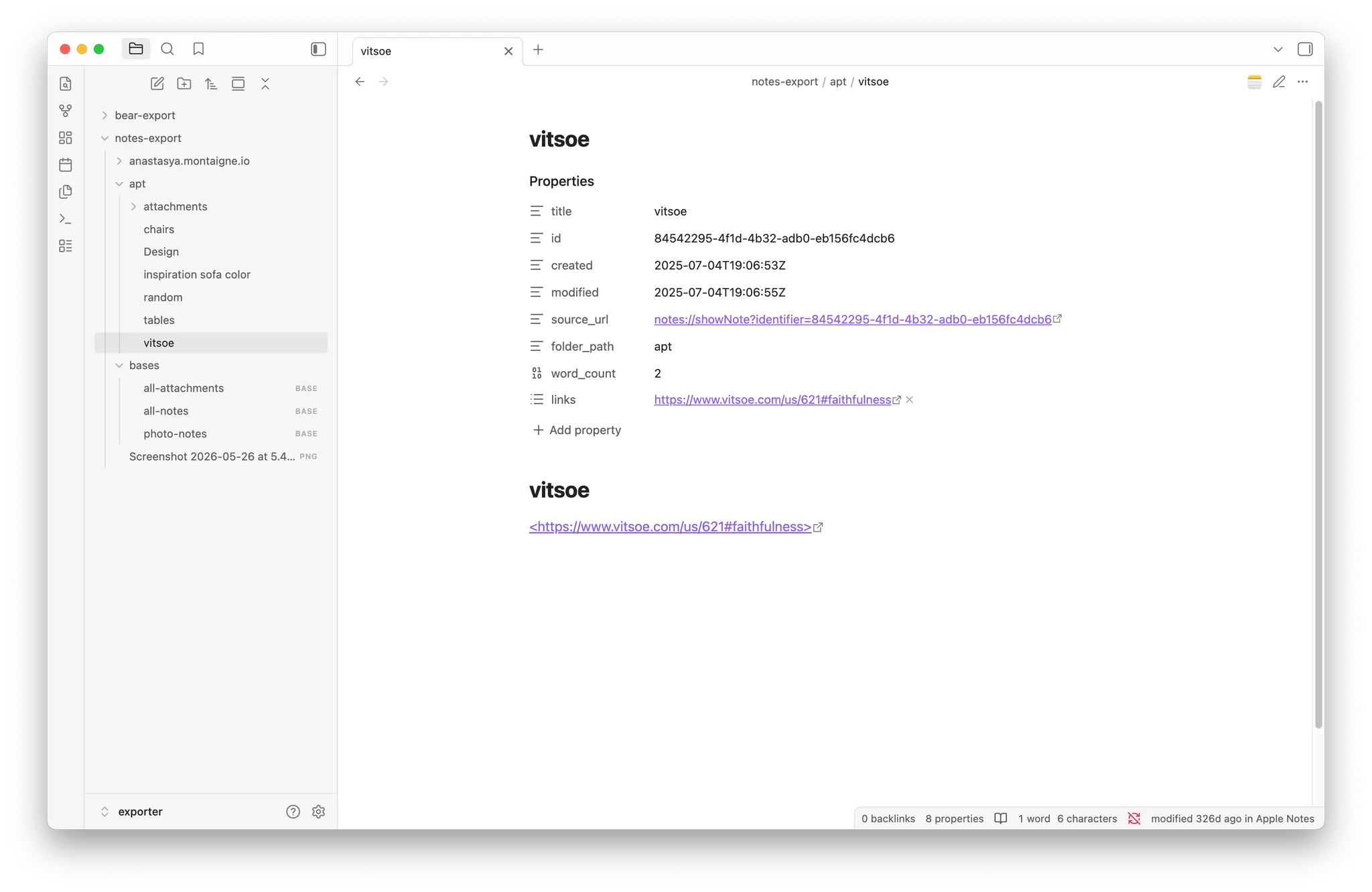 Exporter screenshot