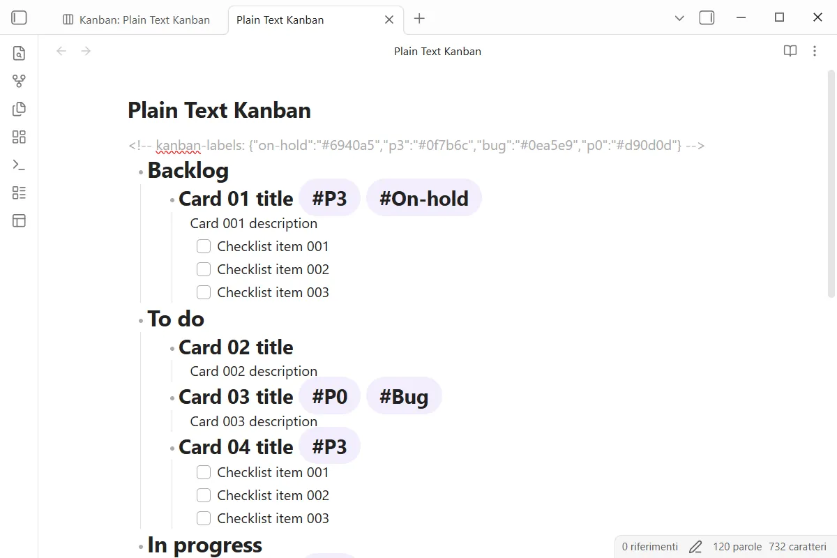 Plain Text Kanban screenshot