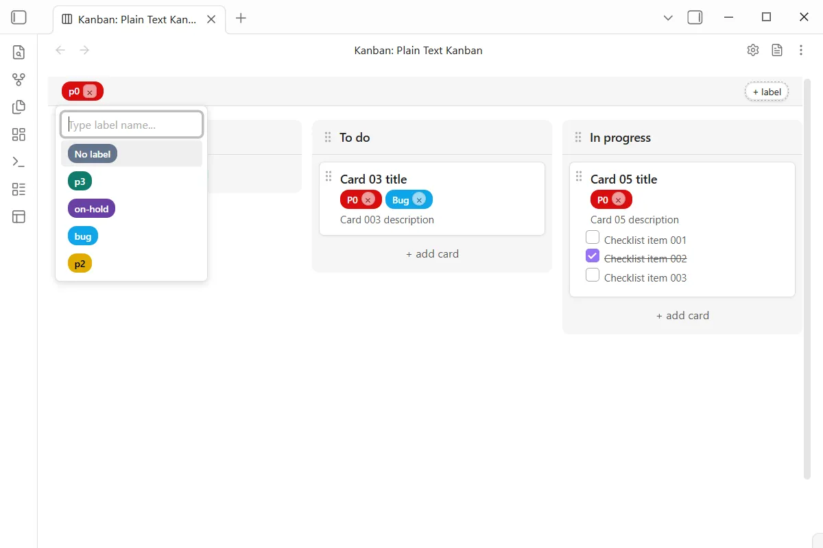 Plain Text Kanban screenshot
