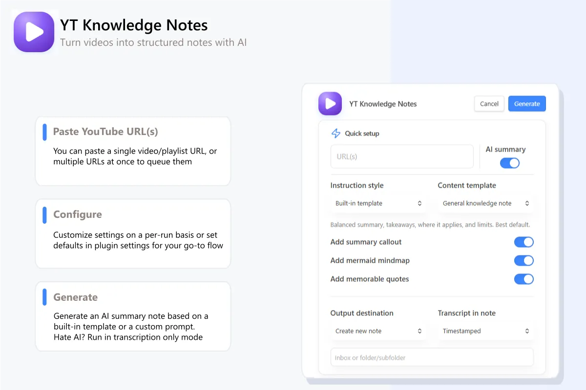 YT Knowledge Notes screenshot