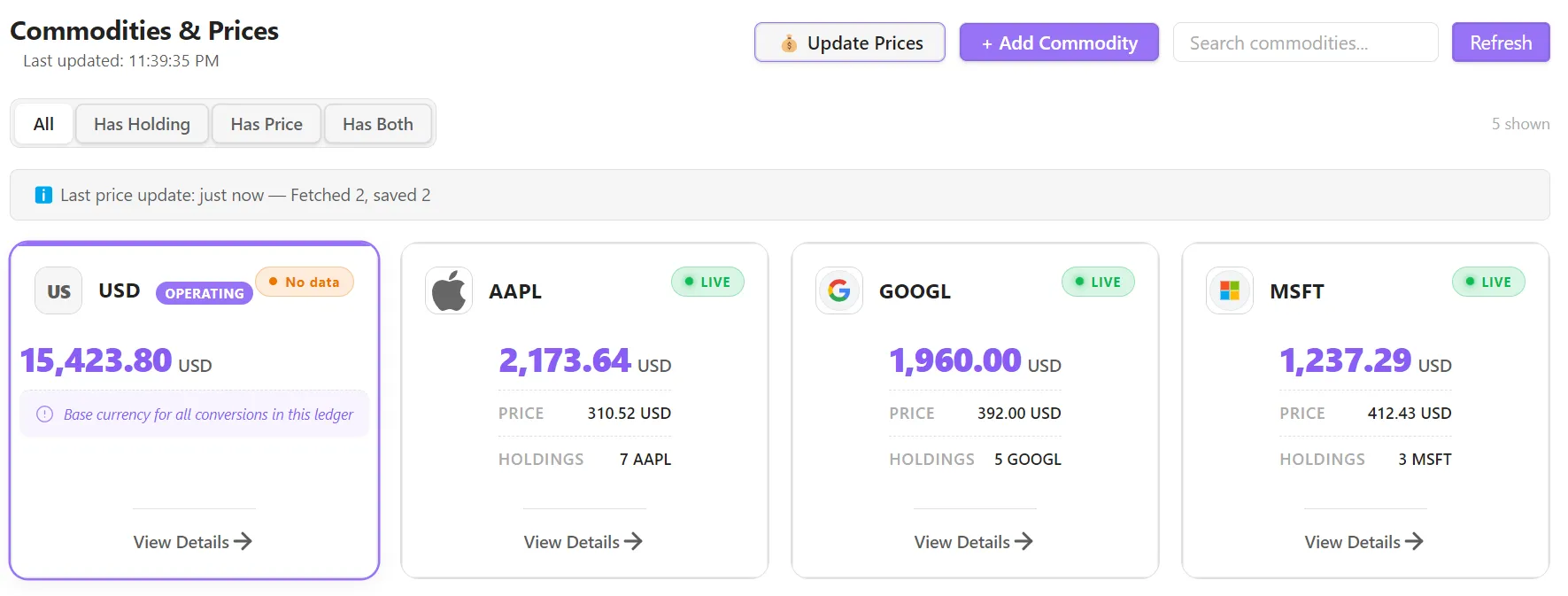 Beancount Ledger screenshot