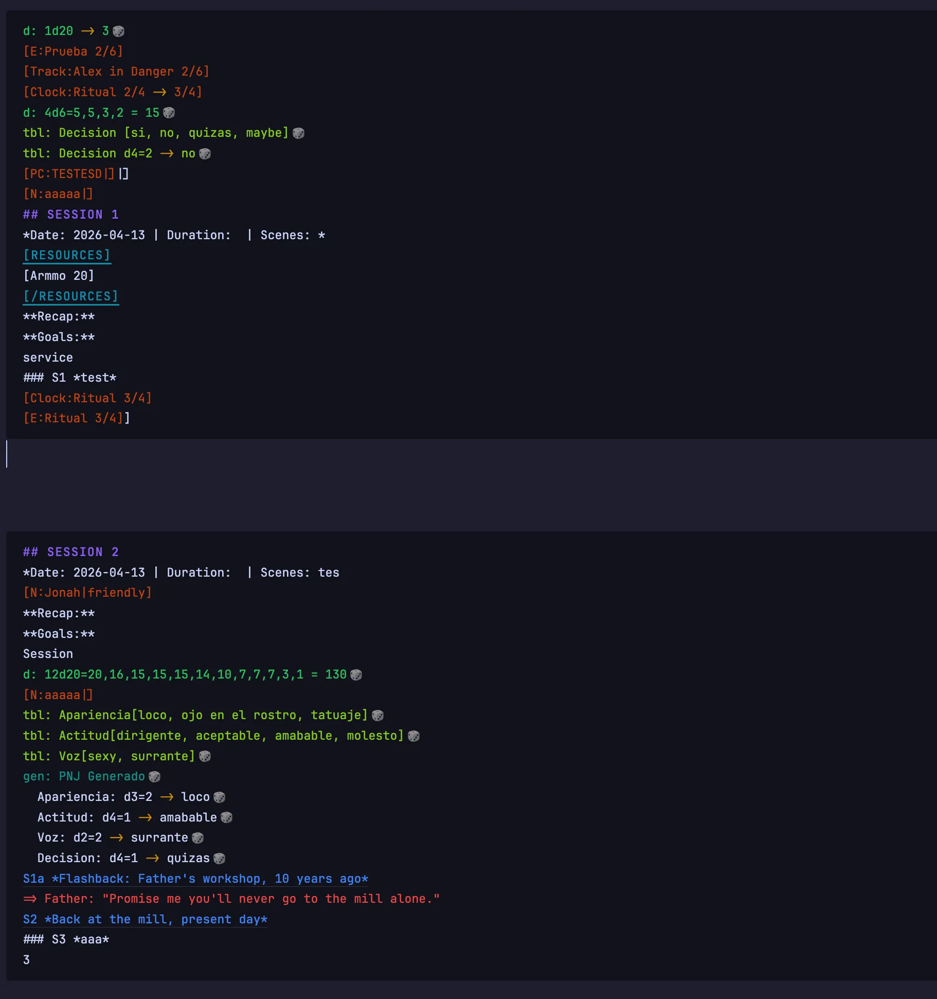 Lonelog screenshot