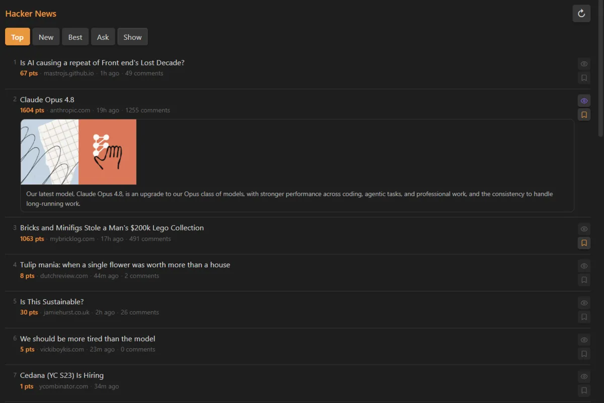 HN Reader screenshot