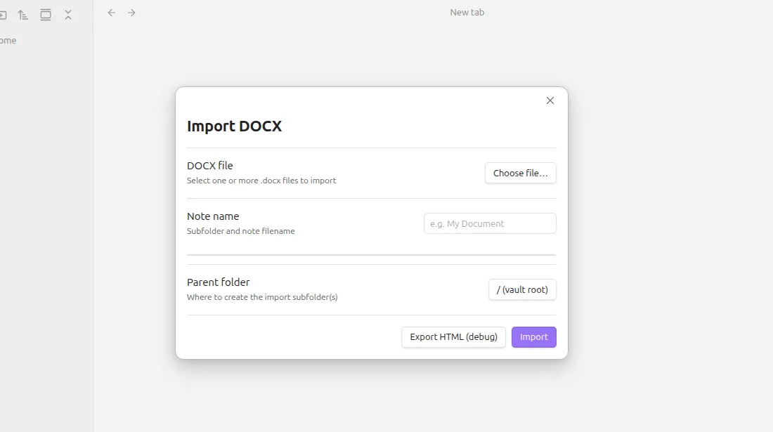 DOCX Importer screenshot