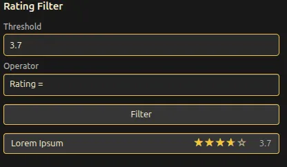 Rating Filter screenshot