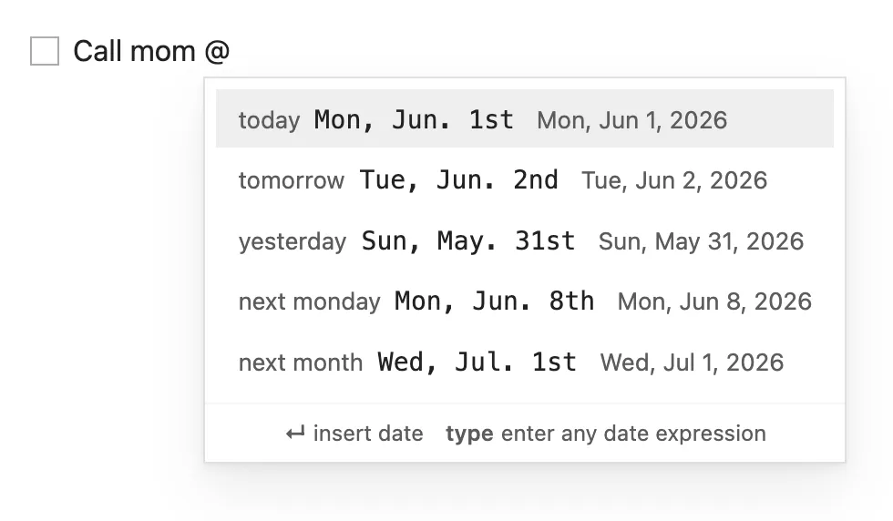 Date List screenshot