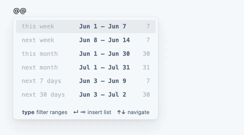 Date List screenshot