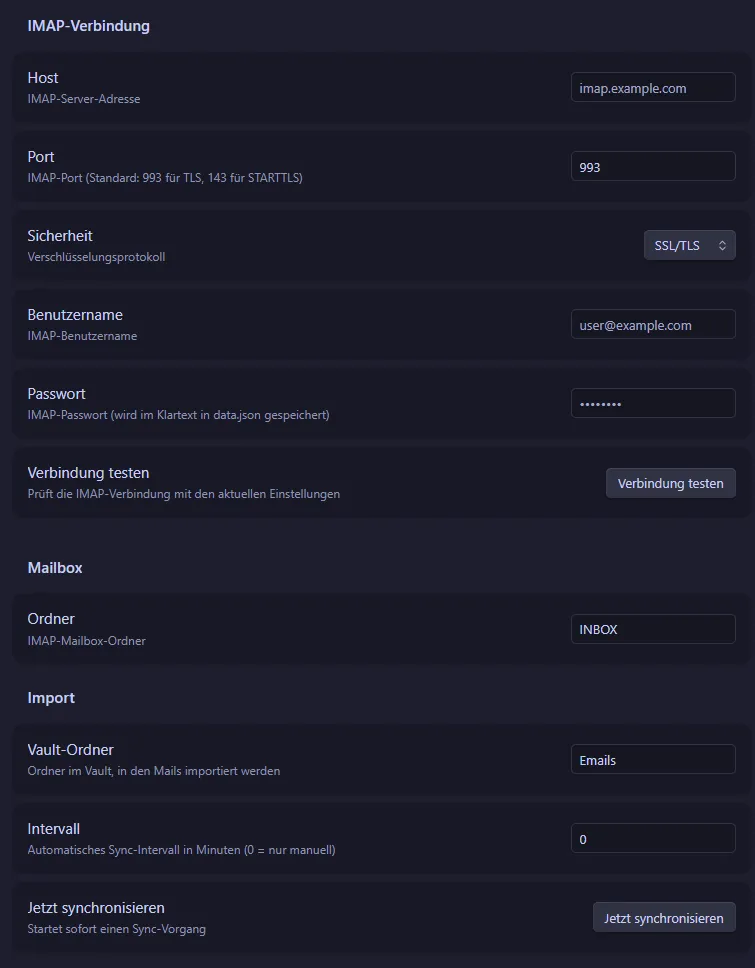 E-mail Importer (IMAP) screenshot