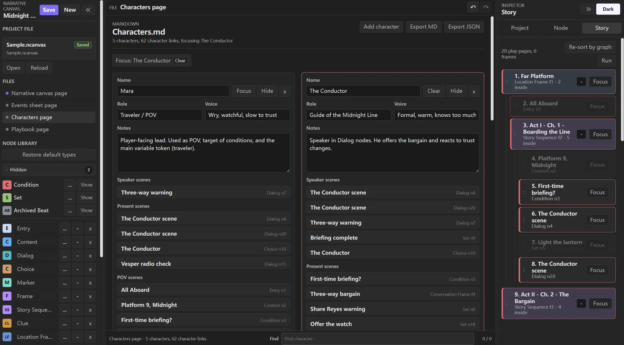 Narrative Canvas screenshot