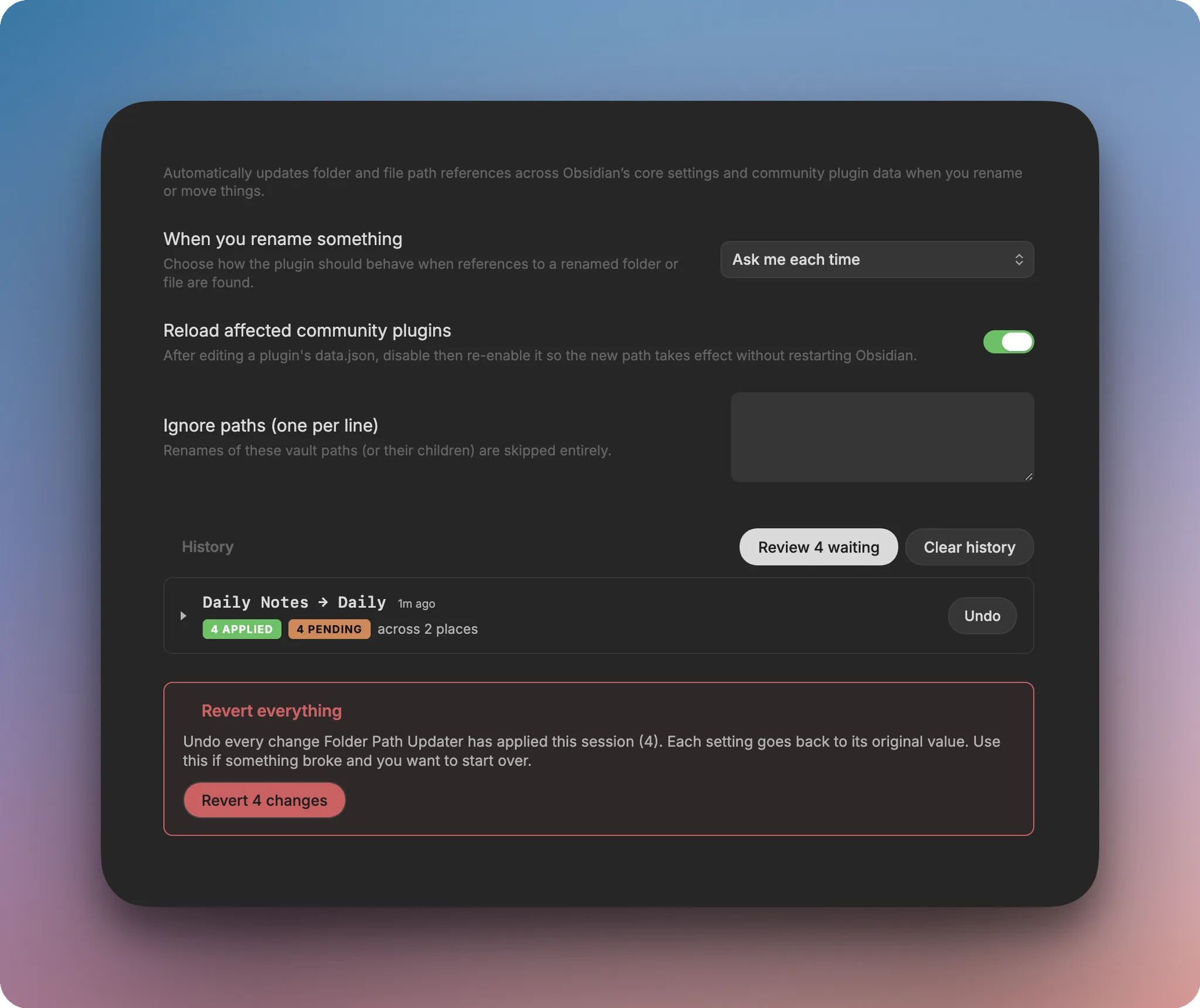 Folder Path Updater - Obsidian Plugin