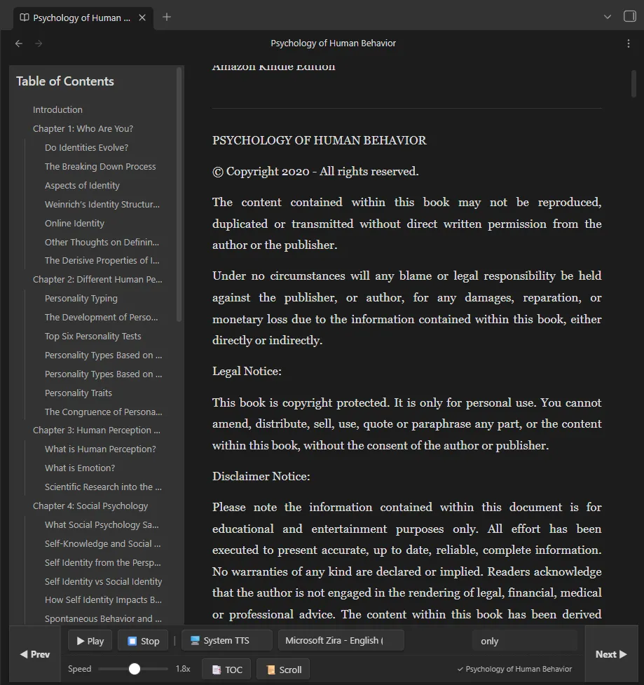 EPUB Reader with TTS screenshot