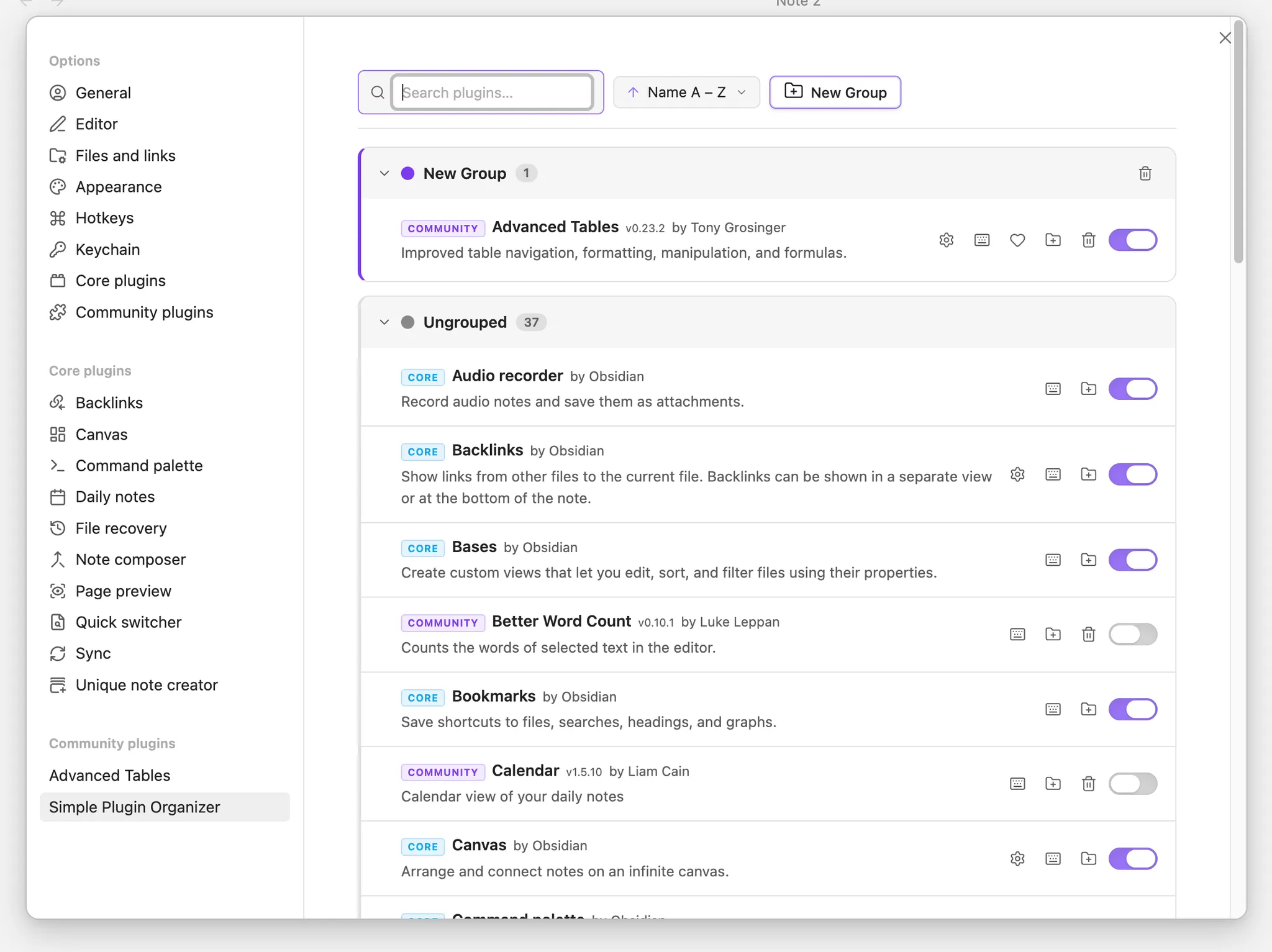 Simple Plug-in Organizer screenshot