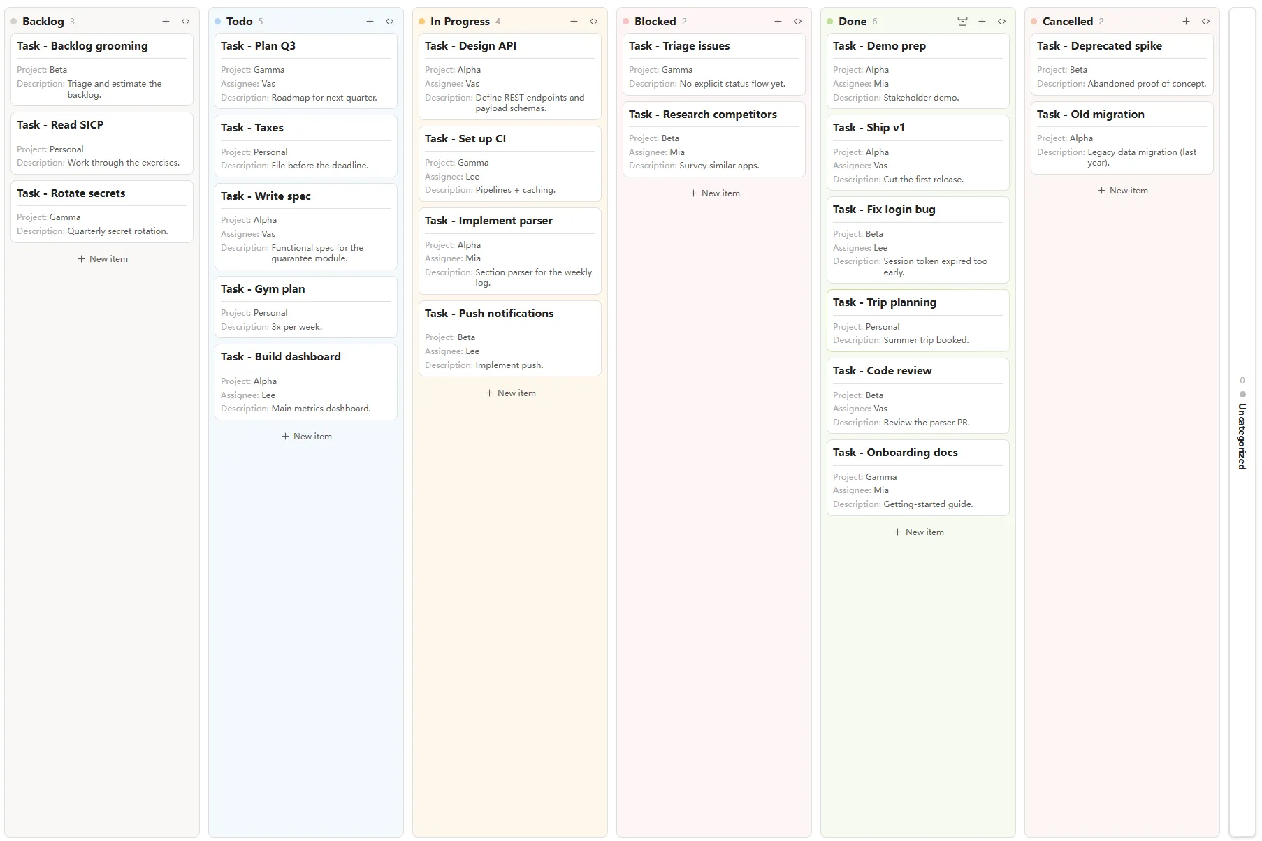 Task Manager Bases View screenshot