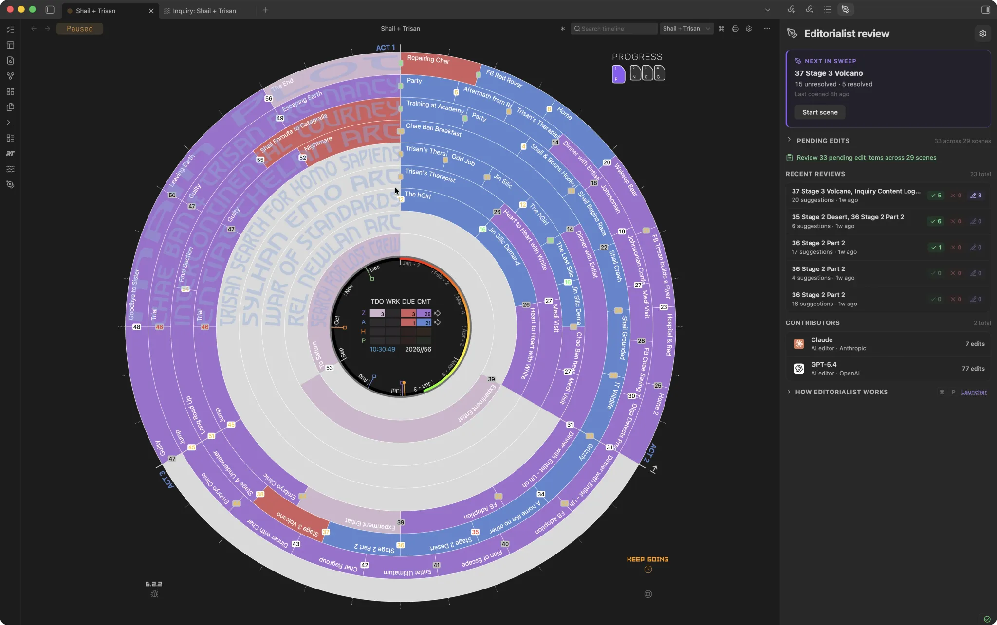 Radial timeline screenshot