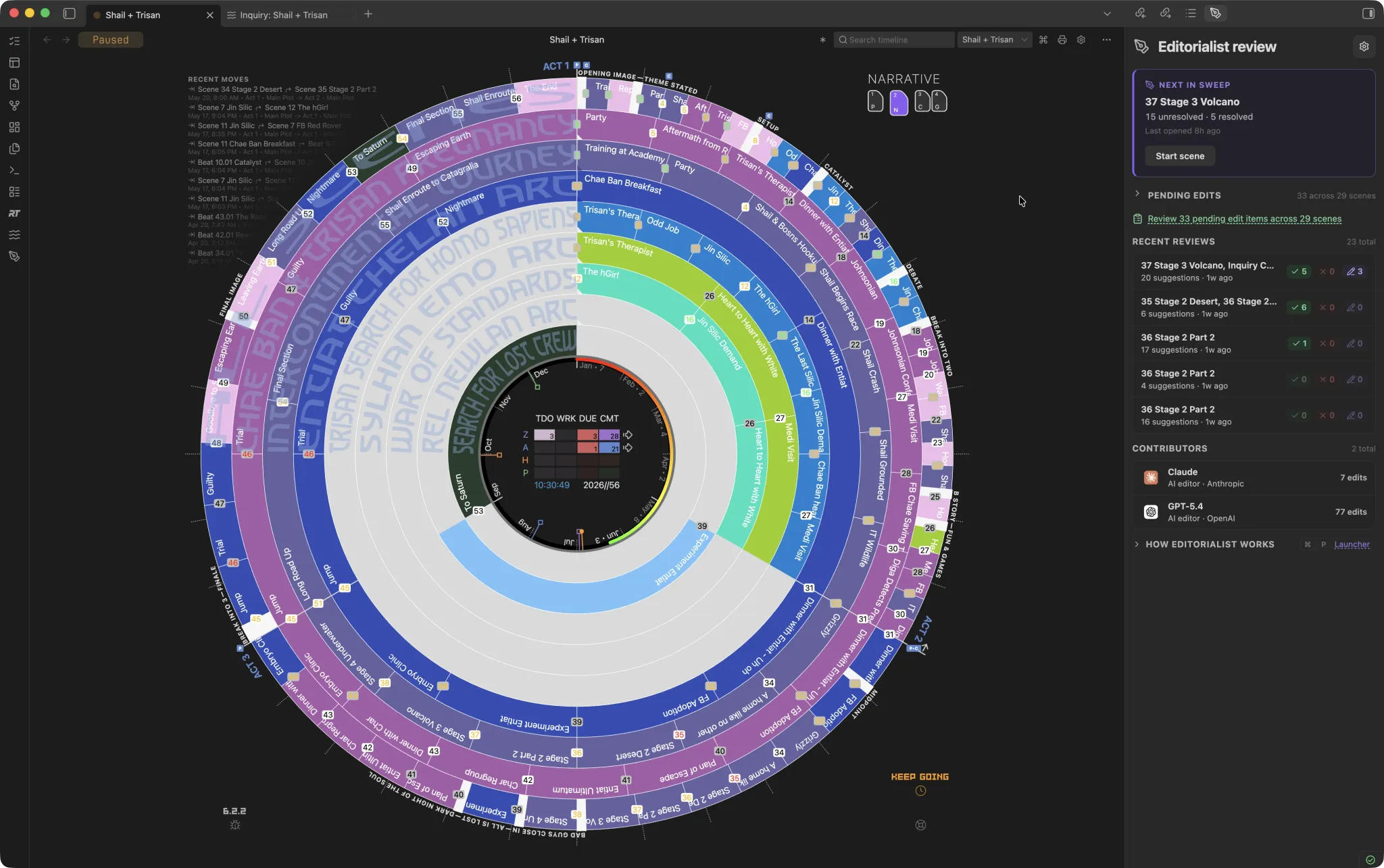 Radial timeline screenshot