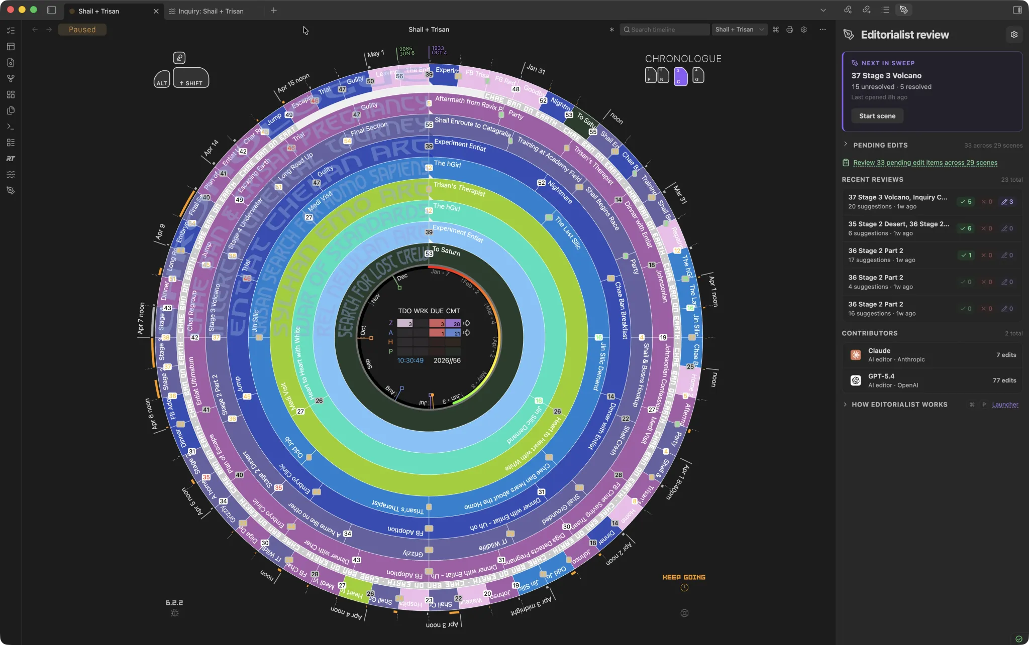 Radial timeline screenshot