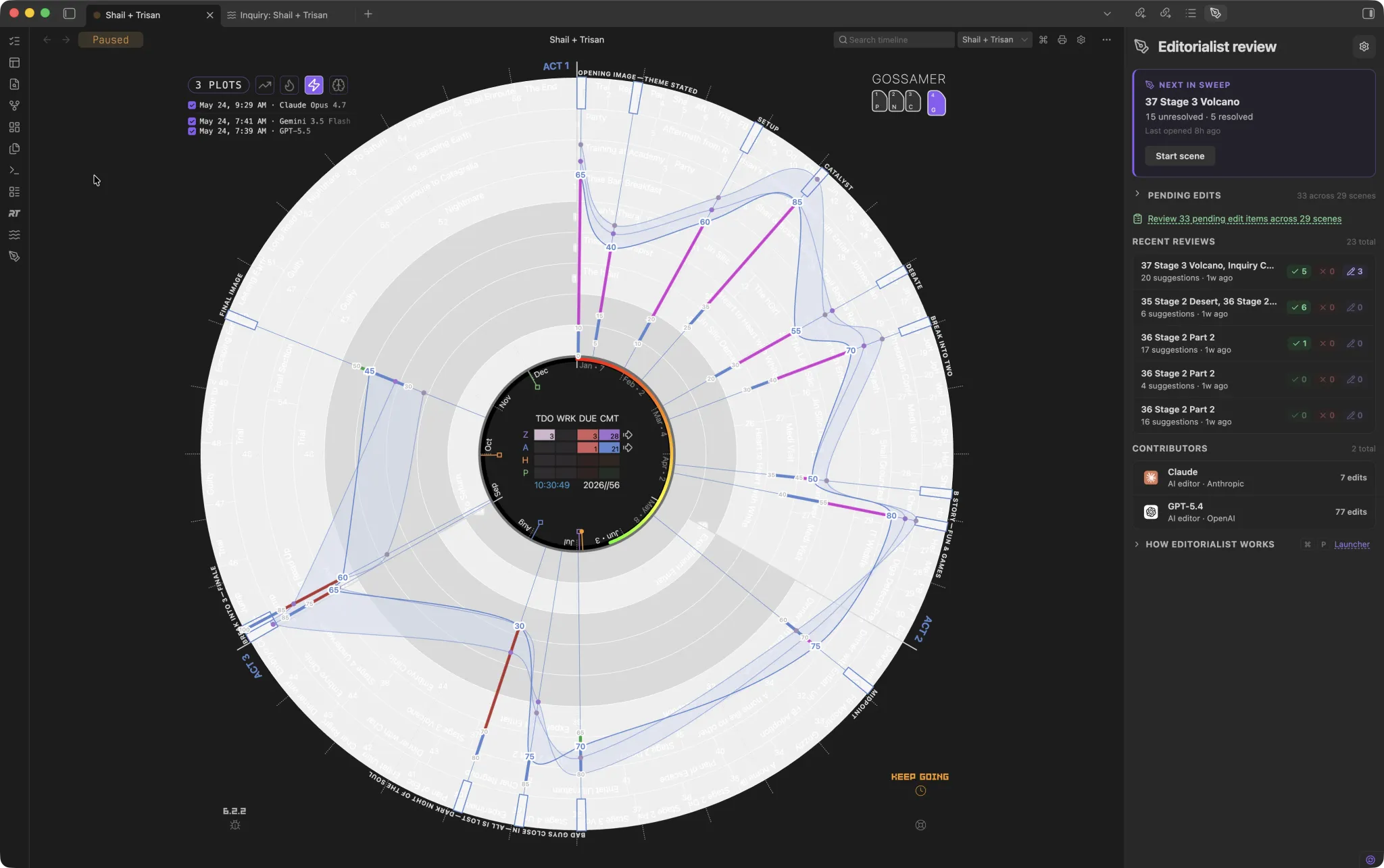 Radial timeline screenshot