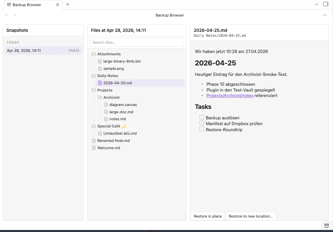Archivist screenshot