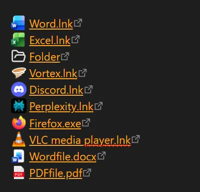 Links with Icons screenshot