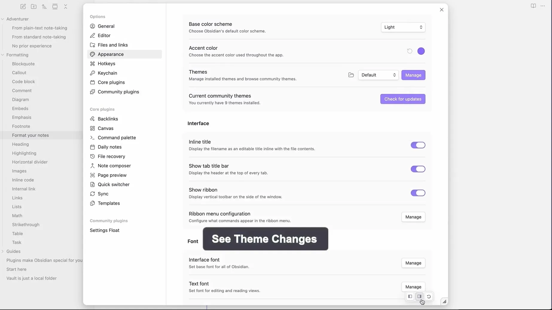 Settings Float screenshot