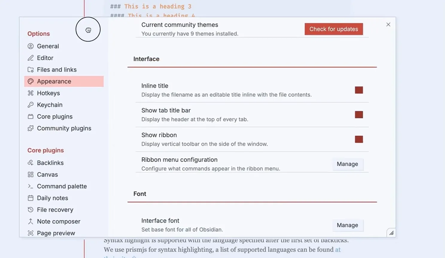 Settings Float screenshot