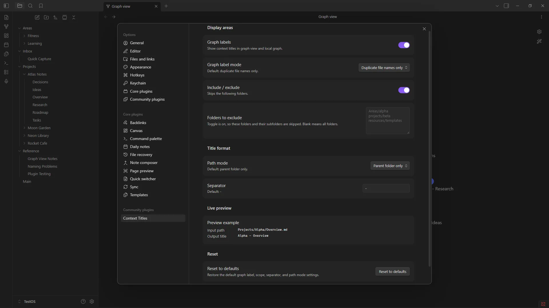 Context Titles screenshot