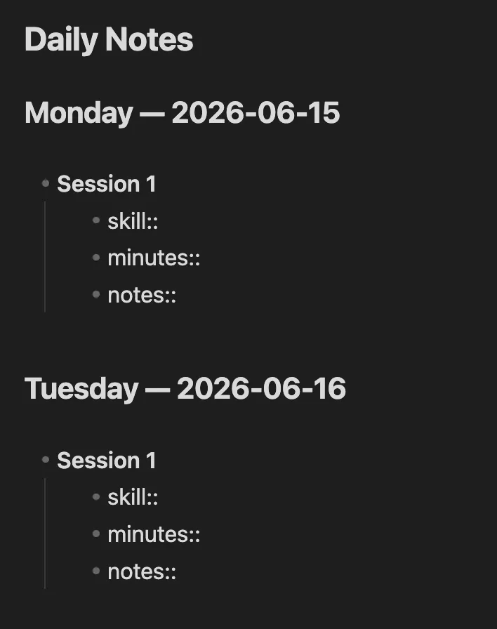 Weekly Music Practice Planner screenshot