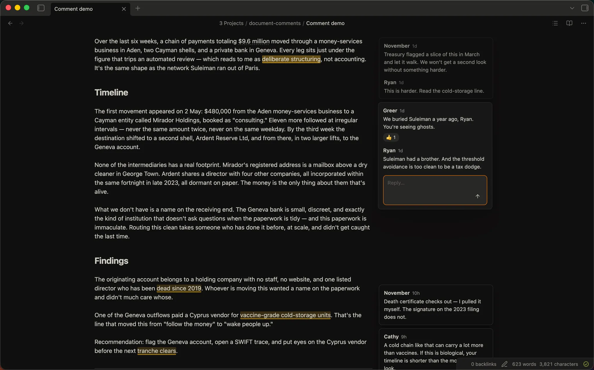 Document Comments screenshot
