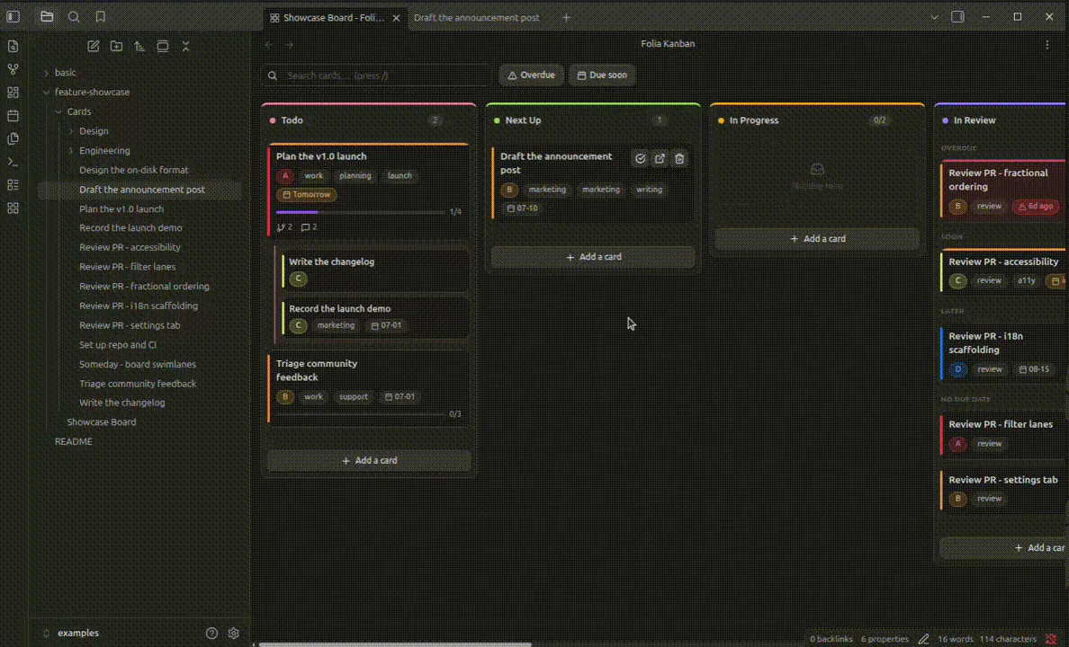 Folia Kanban screenshot